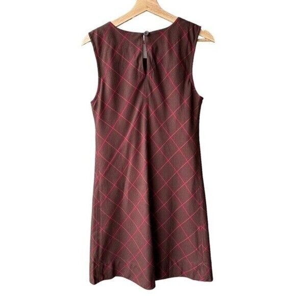Maeve Dress Brown Red Plaid Silk Cotton Sleeveless Preppy Cocktail Wedding Sz 6 - Picture 2 of 9
